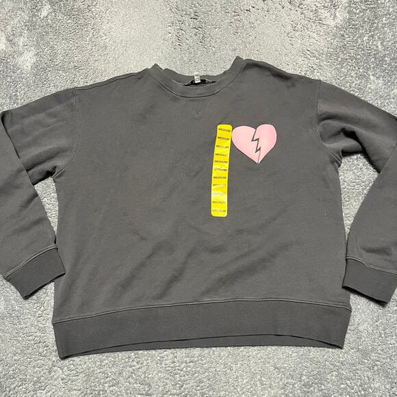 WILDFOX Graphic Crew Pullover Sweatshirt Womens Medium Wish It Was Saturday Gray - Picture 3 of 7